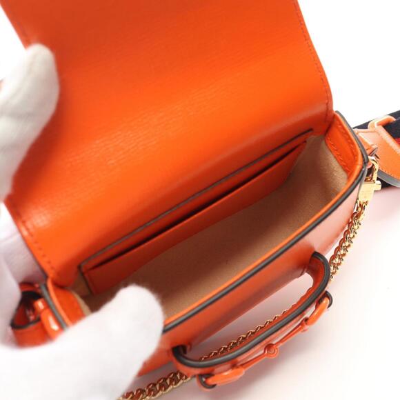 GUCCI Authentic Orange Leather Horsebit Shoulder Bag - Picture 4 of 6